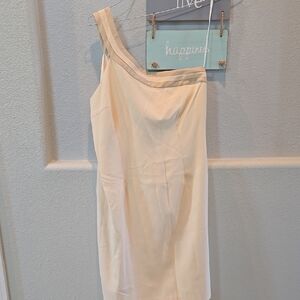 J. McLaughlin Cream Sheath Dress One-Shoulder Cocktail